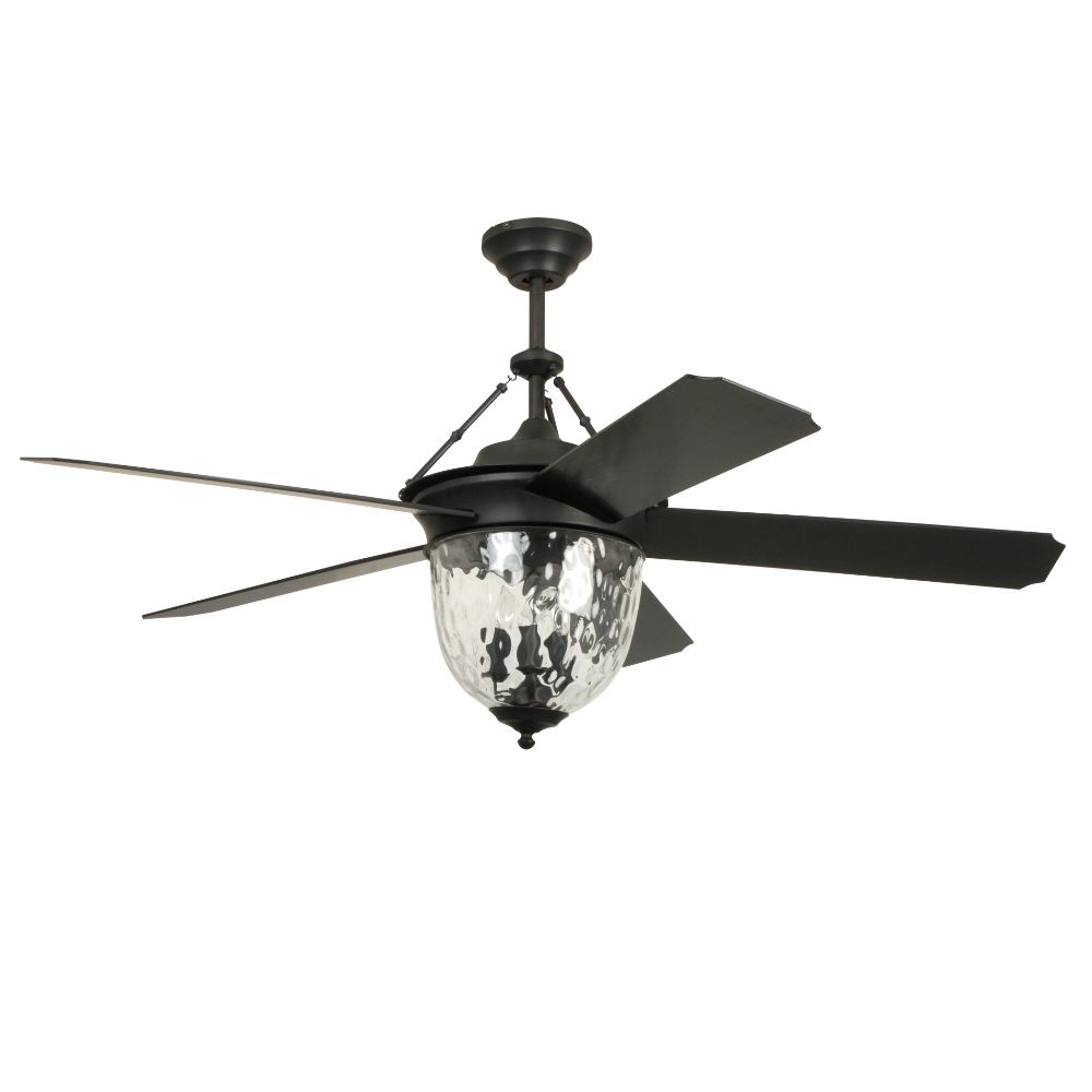Craftmade CAV52ABZ5LK Cavalier 52" Ceiling Fan in Aged Bronze Brushed Finish and Clear Hammered Glass Light Kit